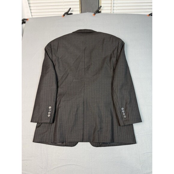 Tasso Elba Mens Black Striped Sport Coat Suit Jacket Blazer Size S42 - 90% Wool - Picture 7 of 16
